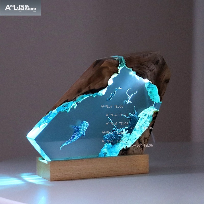 Resin Art And Wood - Lampe de nuit en résine de