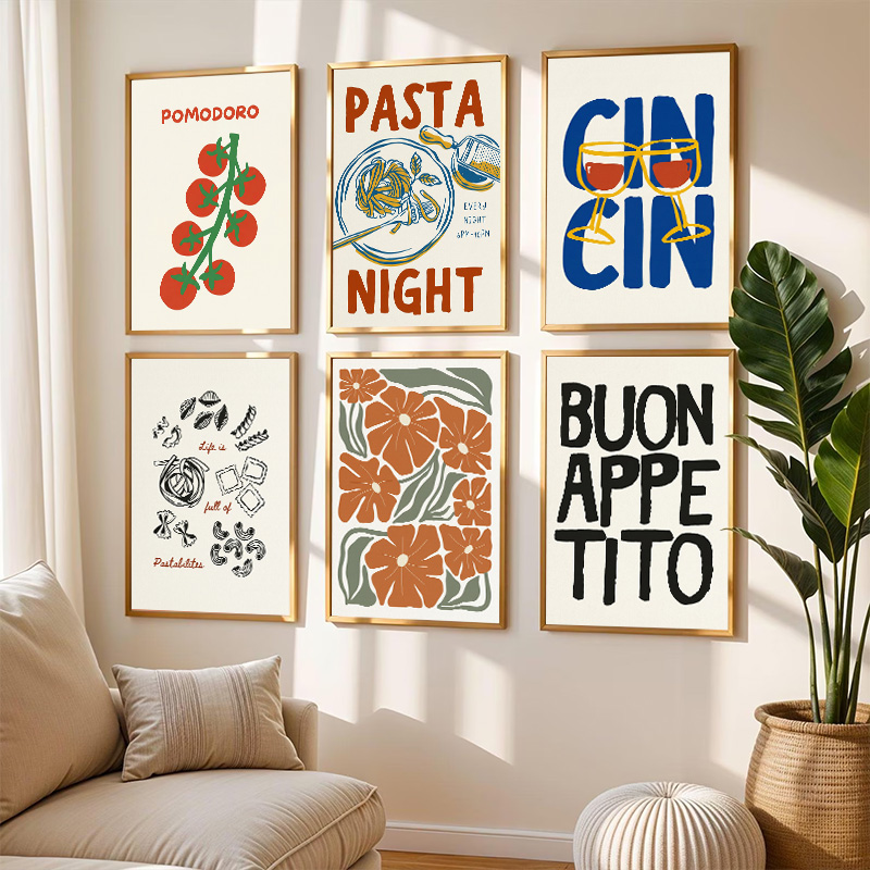 Resin Art Quote - Affiche Murale Diamantée Cuisine Italienne Rétro