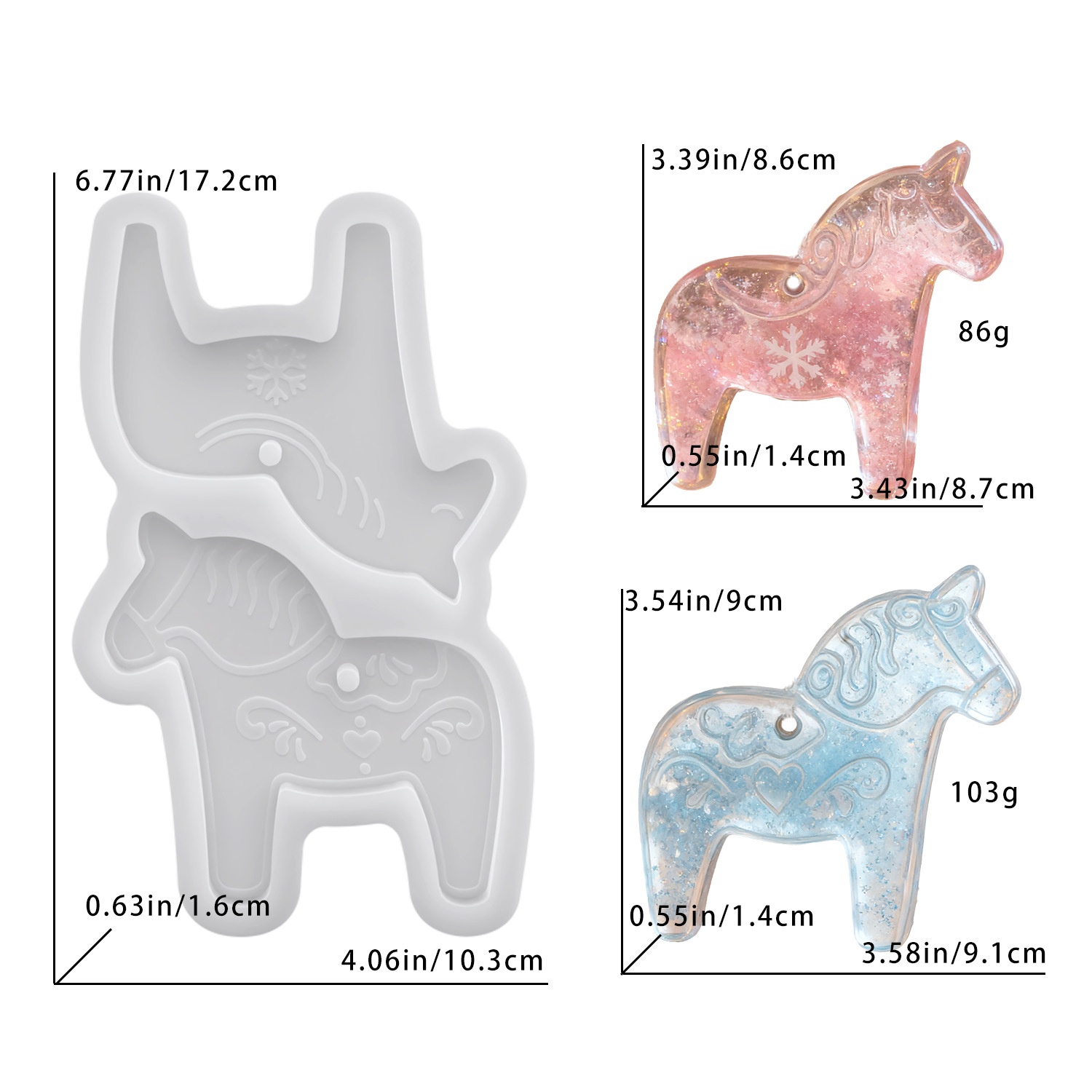 Resin Art Tools - Moules en silicone Dala Horse pour