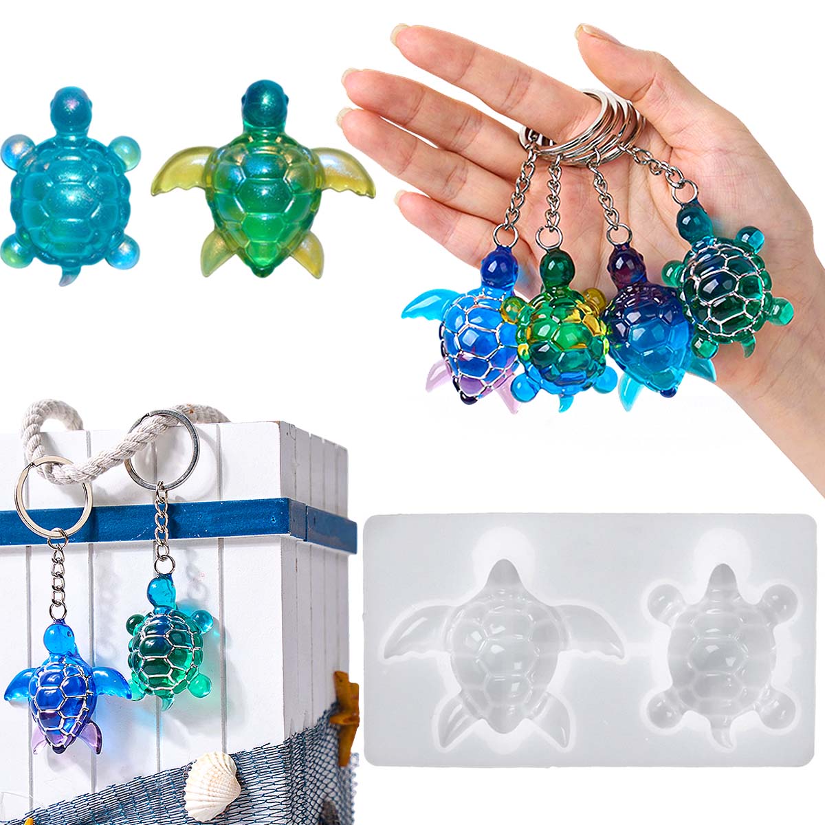 Porte-clés tortue de mer 3D, m - Resin Art Glue avis et prix